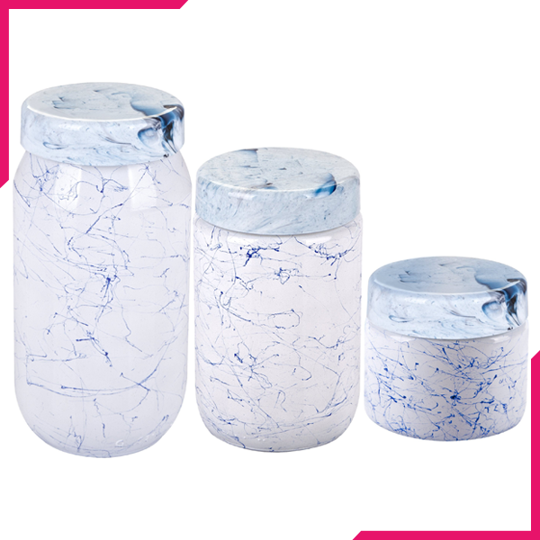 Sarina 3Pcs Marble Jar Set - bakeware bake house kitchenware bakers supplies baking