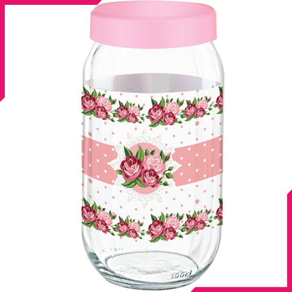Sarina Decorated Jar 1000CC - bakeware bake house kitchenware bakers supplies baking