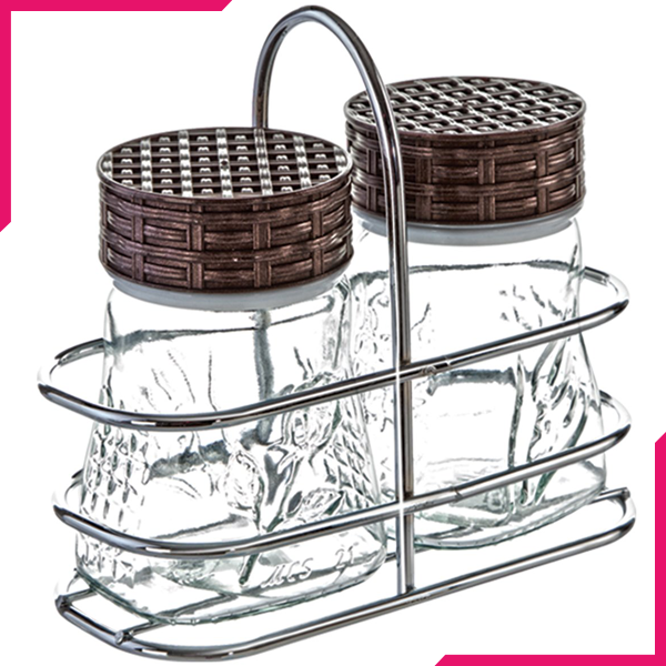Sarina Tulip Metal Spice Jar Table Set 2Pcs - bakeware bake house kitchenware bakers supplies baking