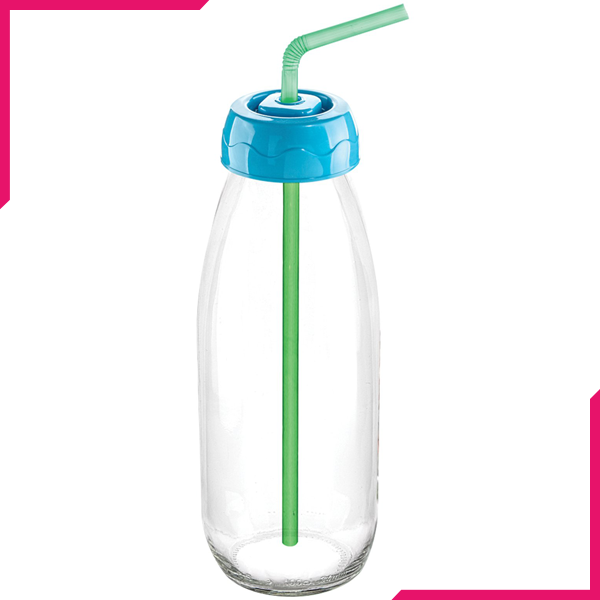 Sarina Clear Milk Bottle With Straw 500CC - bakeware bake house kitchenware bakers supplies baking