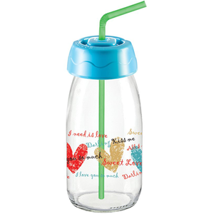 Sarina Decorated Water & Juice Bottle With Straw - bakeware bake house kitchenware bakers supplies baking