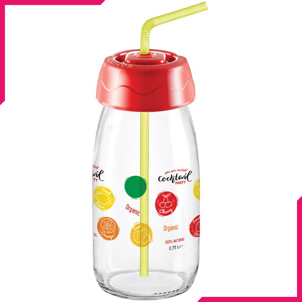 Sarina Decorated Water & Juice Bottle With Straw - bakeware bake house kitchenware bakers supplies baking
