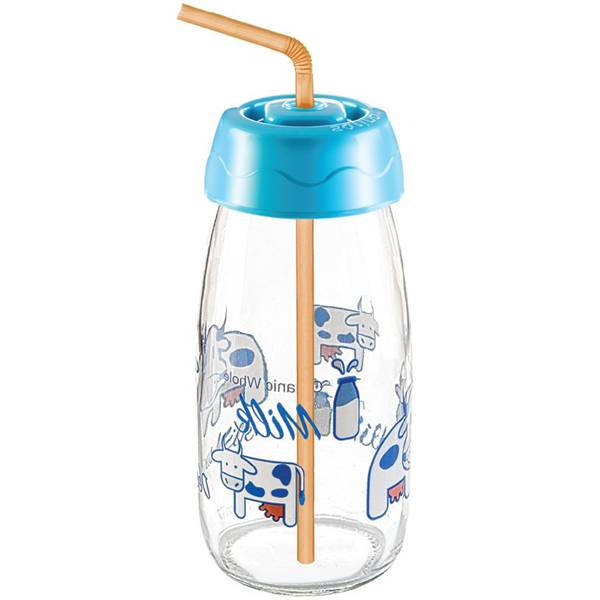 Sarina Decorated Milk Bottle With Straw - bakeware bake house kitchenware bakers supplies baking