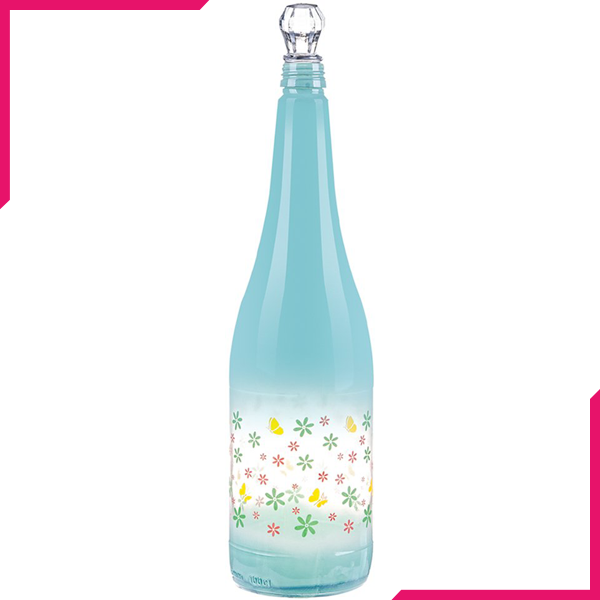 Sarina Opaque Designed Half Clear Long Nick Water Bottle - bakeware bake house kitchenware bakers supplies baking