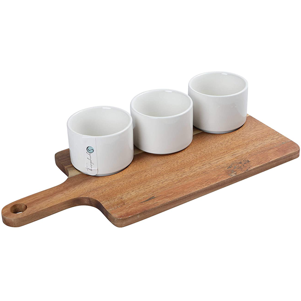 Symphony Acacia Tray & Round Bowl Set 4Pcs - bakeware bake house kitchenware bakers supplies baking