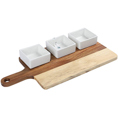 Symphony Acacia Tray & Square Bowl Set 4Pcs - bakeware bake house kitchenware bakers supplies baking