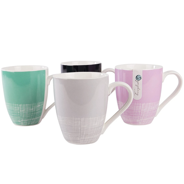 Symphony Crosshatch Mugs 4Pcs - bakeware bake house kitchenware bakers supplies baking