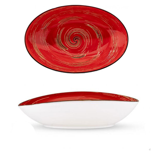 Wilmax Spiral Red Oval Bowl 11.75" X 7.75" X 2.75"