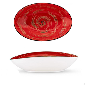 Wilmax Spiral Red Oval Bowl 11.75" X 7.75" X 2.75"