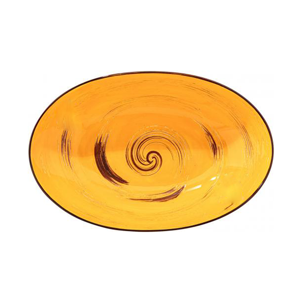 Wilmax Spiral Yellow Oval Bowl 11.75" X 7.75" X 2.75"