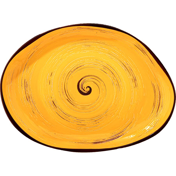 Wilmax Spiral Yellow Stone Shape Dish 13" X 9.75"