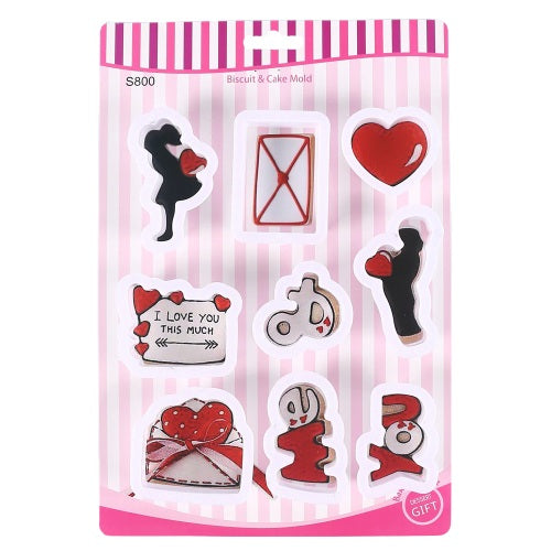 Valentine Theme Fondant & Cookie Cutters 9Pcs Set