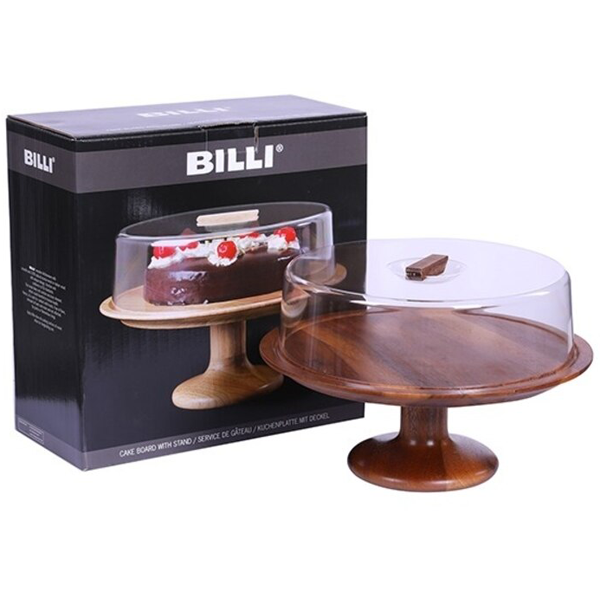 Billi Cake Dish with Wooden Stand - bakeware bake house kitchenware bakers supplies baking